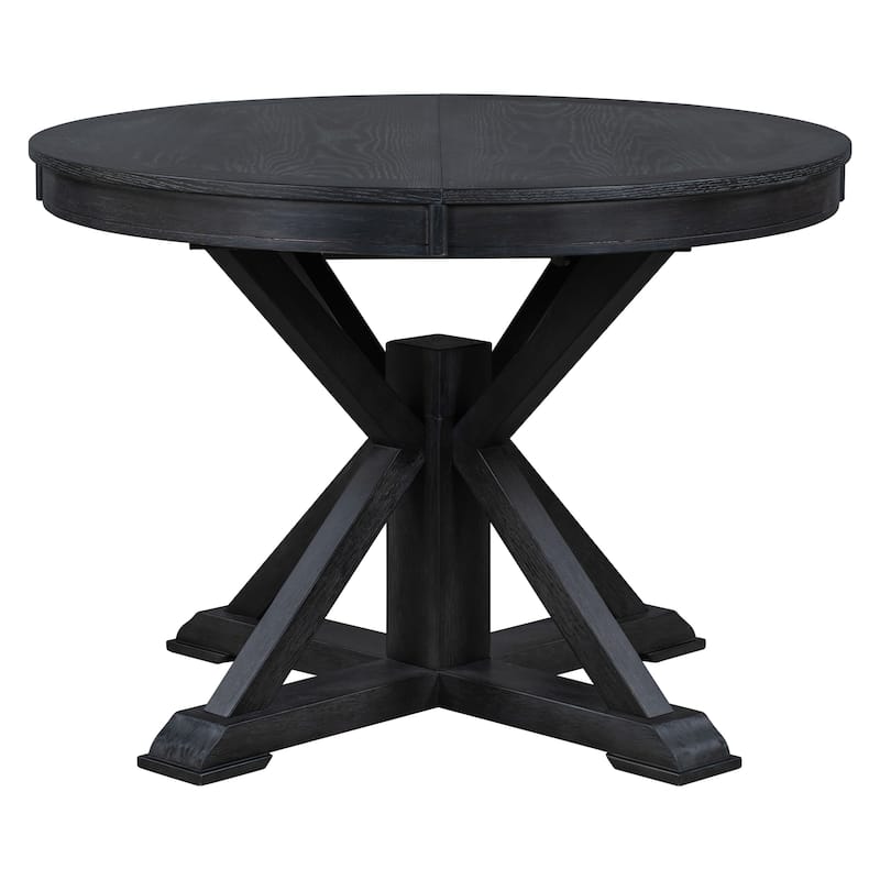Retro Functional Extendable Dining Table with a 12" Leaf for Dining Room and Living Room - Espresso