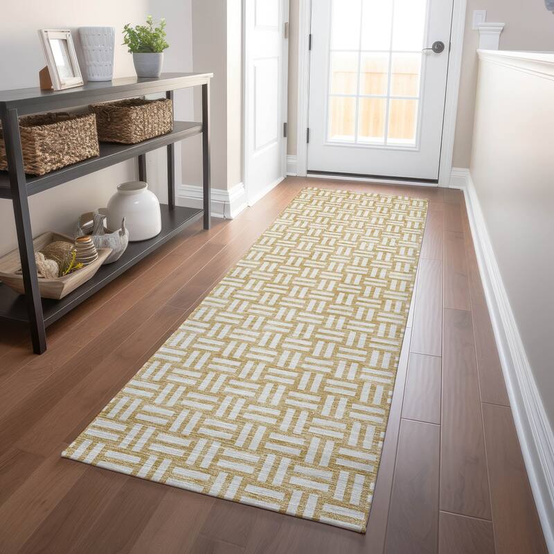 Machine Washable Indoor/ Outdoor Chantille Contempory Crosshatch Rug