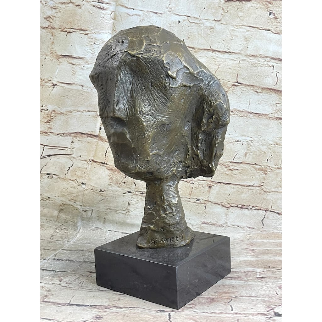 Head Of A Woman By Alberto Giacometti Bronze Sculpture Statue On Marble Base