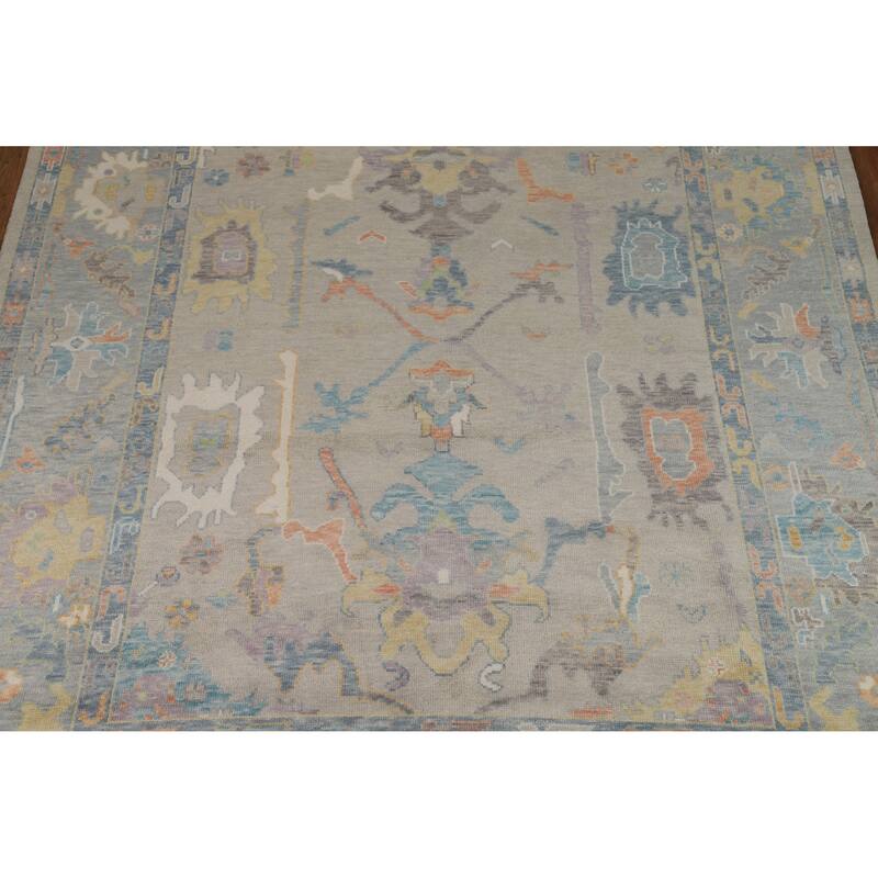 Hand Knotted Oriental 100% Wool Carpet Transitional All-Over Beige & Ivories Oushak Area Rug - 12' 3'' X 9' 1''
