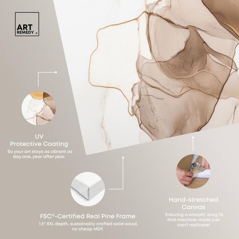 Sepia Silk Streams Canvas by Art Remedy, Gallery Wrapped