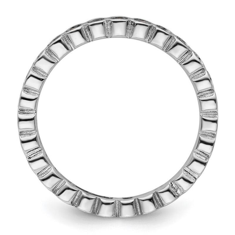 Curata 925 Sterling Silver Bezel Polished Patterned Stackable Expressions Rhodolite Garnet Ring