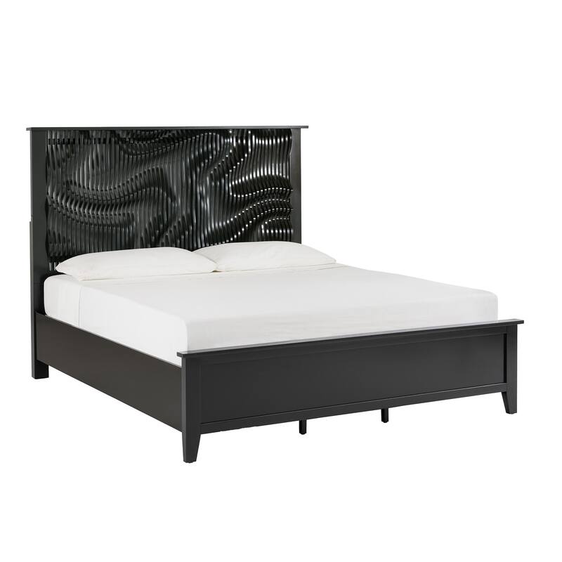 Bergen Wave Headboard with LED Lights Platform Bed by iNSPIRE Q Modern