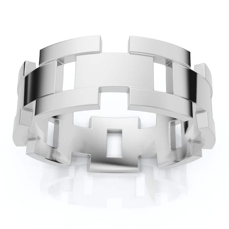 Bliss Diamond Men's Calvin 8mm Interlocked Wedding Band Gold Band - 11.5 - White