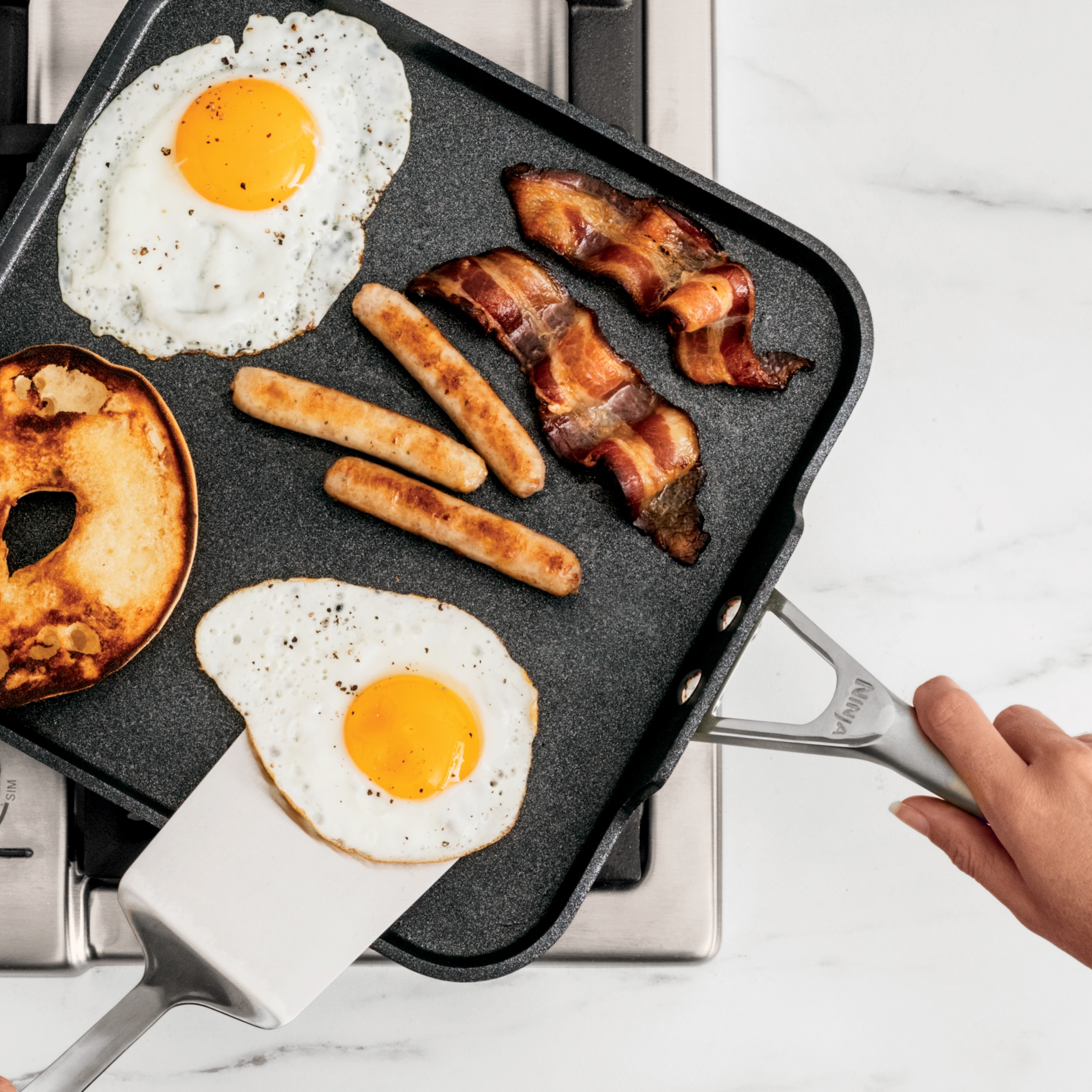 Nutrichef Cast Iron Square Skillet Grill Pan