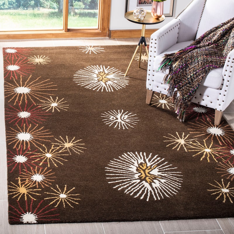 SAFAVIEH Handmade Soho Britney Starbursts N.Z. Wool Rug - 5' x 8' - Brown/Multi