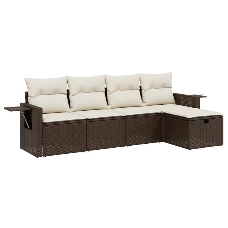 vidaXL Garden Sofa Set Beige/Black/Brown/Grey