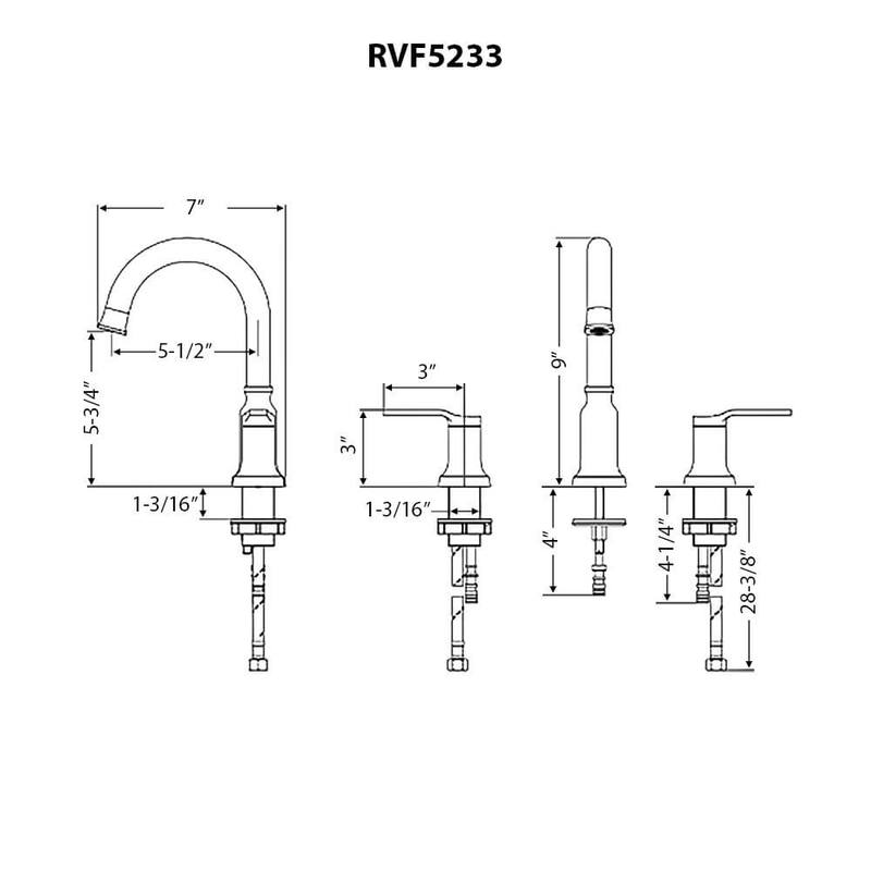 Ruvati Arti Two Handle Widespread Bathroom Faucet in Brushed Nickel - RVF5233BN - 7'6" x 9'6"