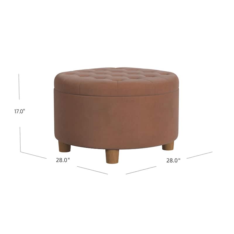 HomePop Button Tufted Round Storage Ottoman