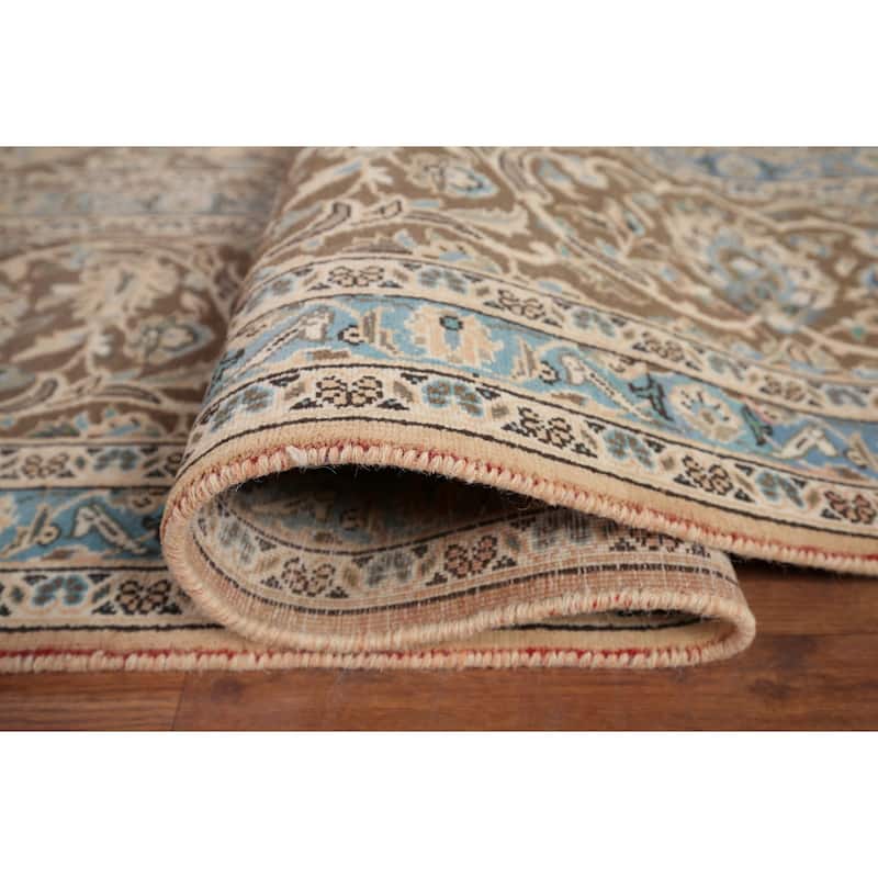 Traditional Mashad Vintage Persian Large Rug Handmade Pink Wool Carpet - 10'0" x 16'2"