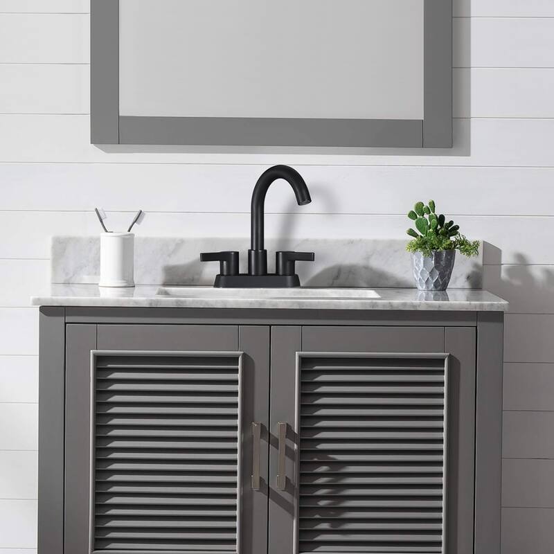 Modern 2 Handle 360° Swivel Bathroom Sink Faucet with Pop Up Drain Assembly, Anti Fingerprint, Anti Rust