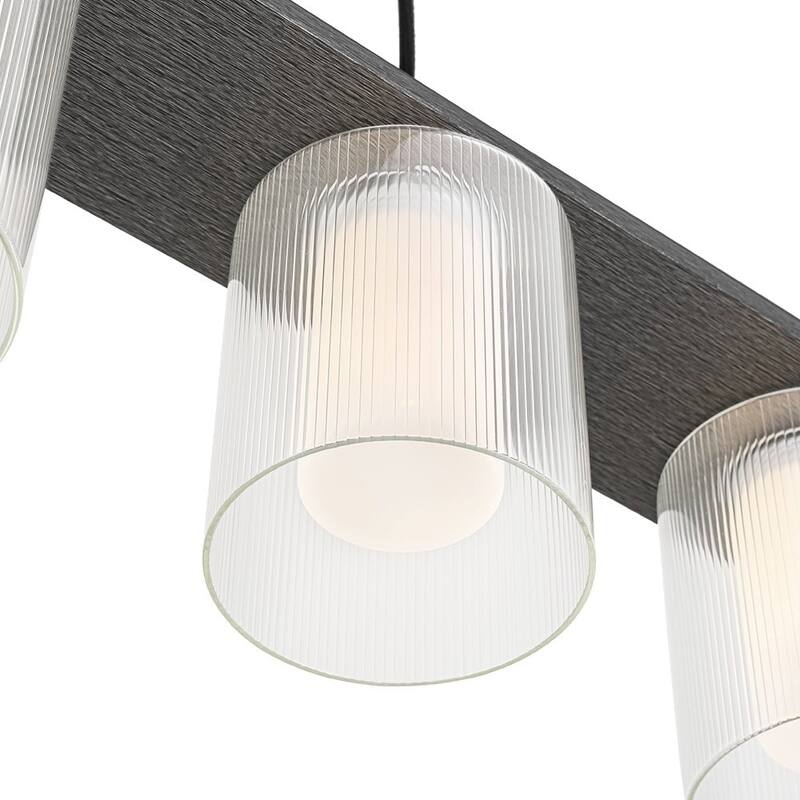 Scandinavian 5-Light Glass Dimmable LED Linear Chandelier 35in Wide