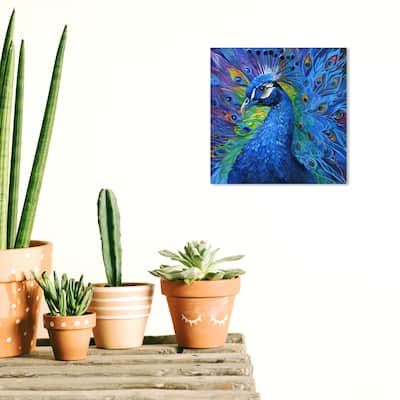 Wynwood Studio Canvas Animals Doll Memories - Blue Peacock Blue and Modern & Contemporary Wall Art Canvas Print - Blue, Green