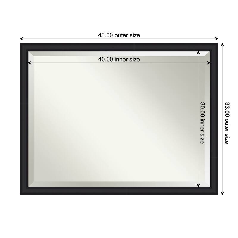 Oliver Narrow Beveled Wood Framed Wall Mirror - 43 x 33 in - Oliver Black Narrow