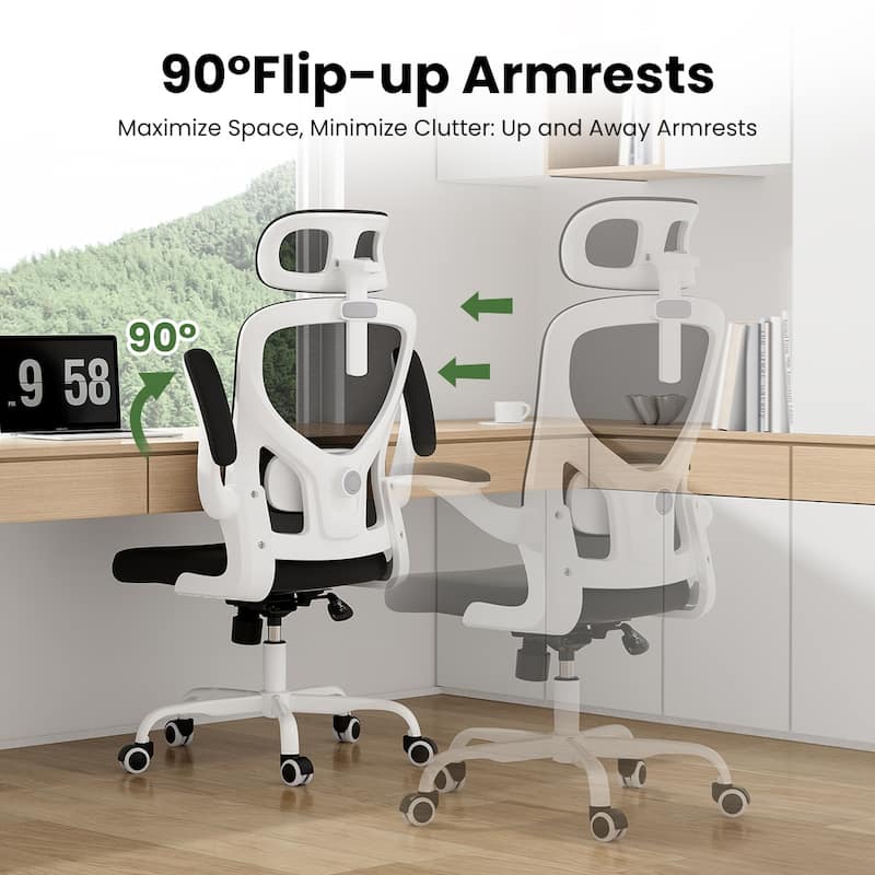 Ergonomic Office Chair With Headrest,High Back Computer Chair With Armrests And Adjustable Lumbar Support