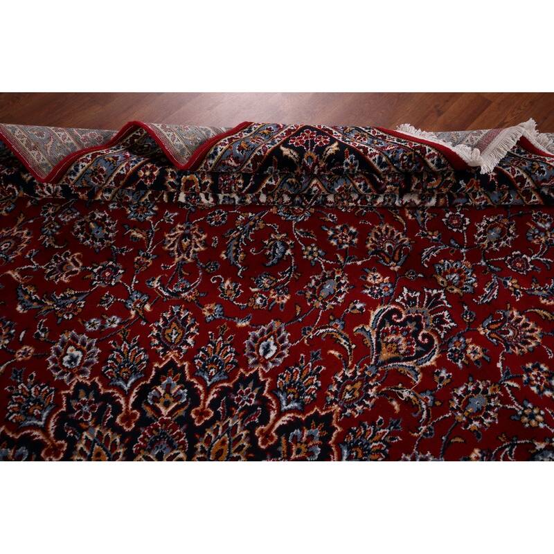Traditional Floral Red Kashan Turkish Rug Machine-Made Oriental Carpet - 9'7" x 13'2"