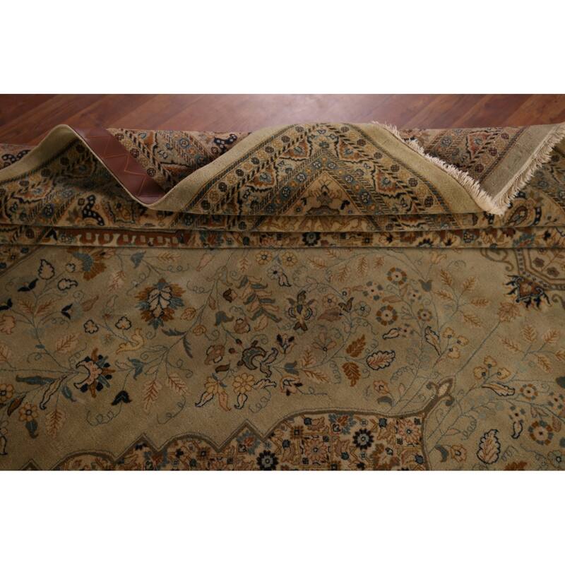 Vegetable Dye Kashan Large Vintage Persian Rug Handmade Wool Carpet - 9'10" x 13'8"
