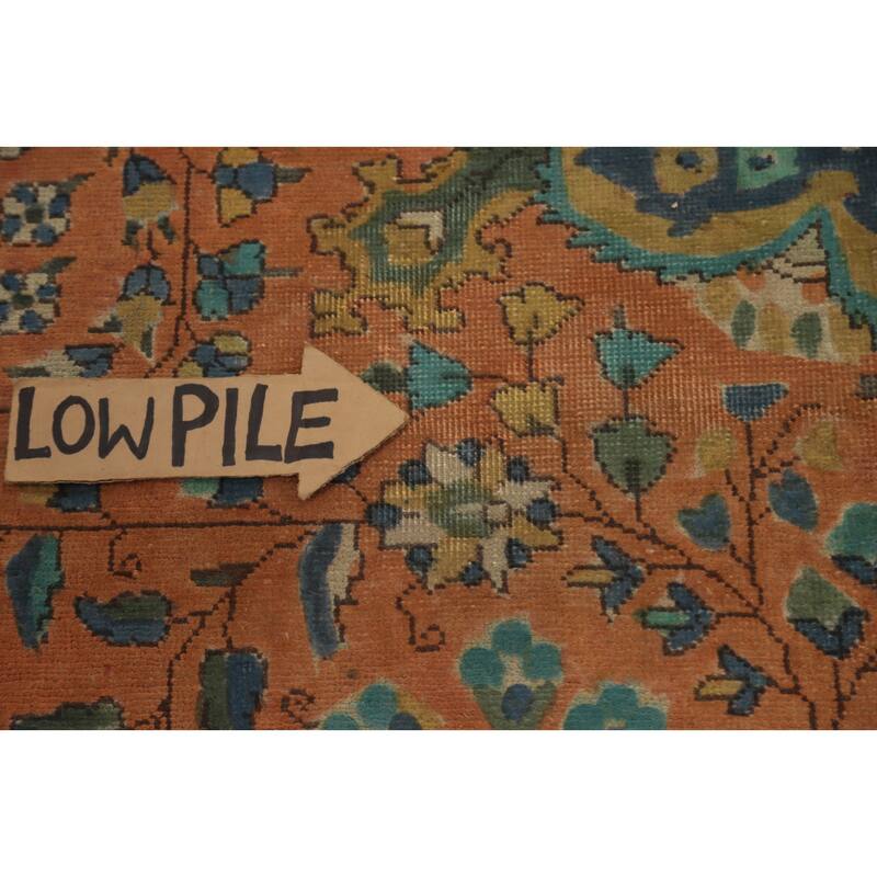 Hand Knotted Oriental 100% Wool Carpet Traditional Floral Oranges & Rust Tabriz Area Rug - 12' 8'' X 9' 6''
