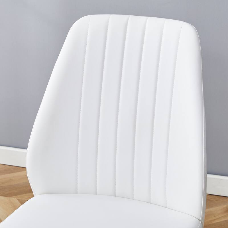 Roomfitters PU Dining Chairs with Extended Backrest and Silver Metal Legs, Modern Upholstered Set of 8