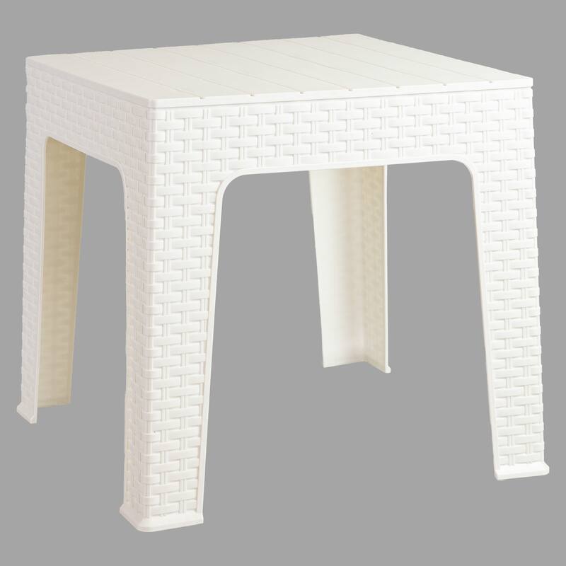 Sunnydaze Outdoor Square Plastic Adirondack Patio Side Table - White - 17.75"