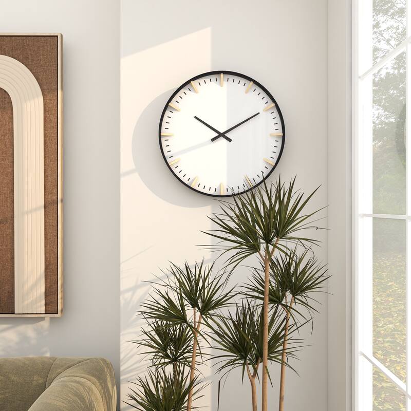 Dark Blue Glass Contemporary Wall Clock 20 x 20 x 3 - 20 x 3 x 20