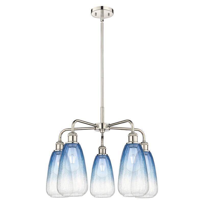 Innovations Lighting Endless Possibilities Ballston - Brookhaven Almond - 5 Light 25" Stem Hung Chandelier - Polished Nickel/Sapphire Blue