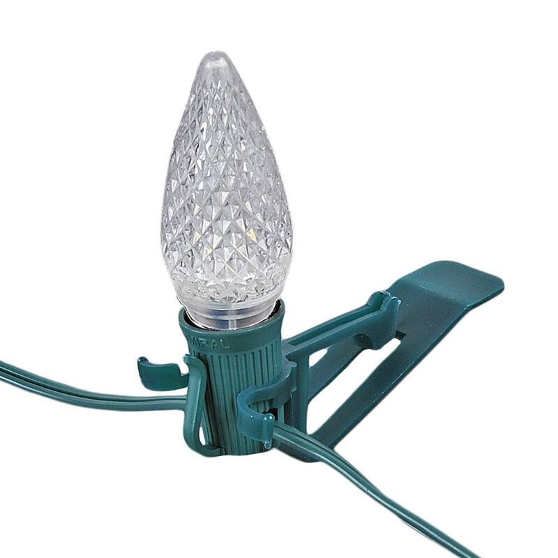 39032 All in One Clear Christmas Light Clip, C7/C9 Base, Shingle, 25 Pack - Green