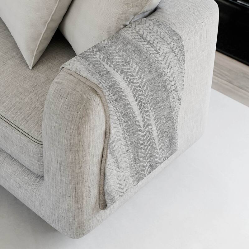 Premium Machine Washable Contemporary Sherpa Throw Blanket - Silver - 4'2" x 5'10"