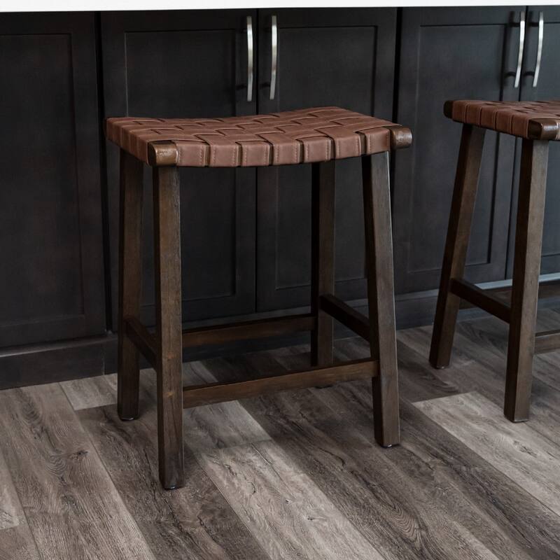 Maven Lane Noah Backless Kitchen Dining Stool with Vegan Leather
