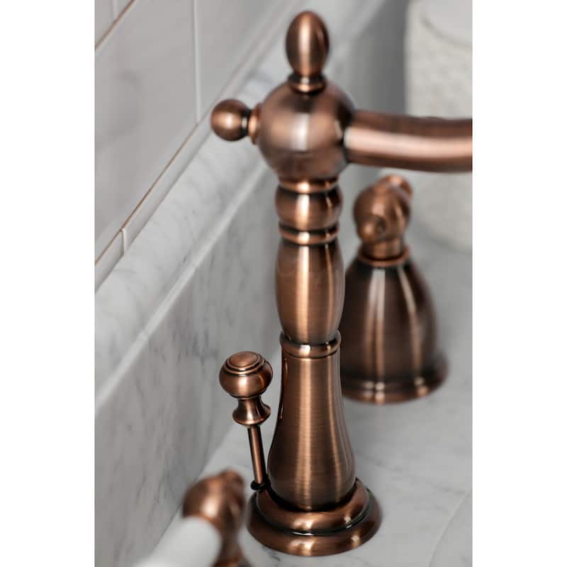 Kingston Brass Heritage 8 in. Widespread Bathroom Faucet in Antique Copper