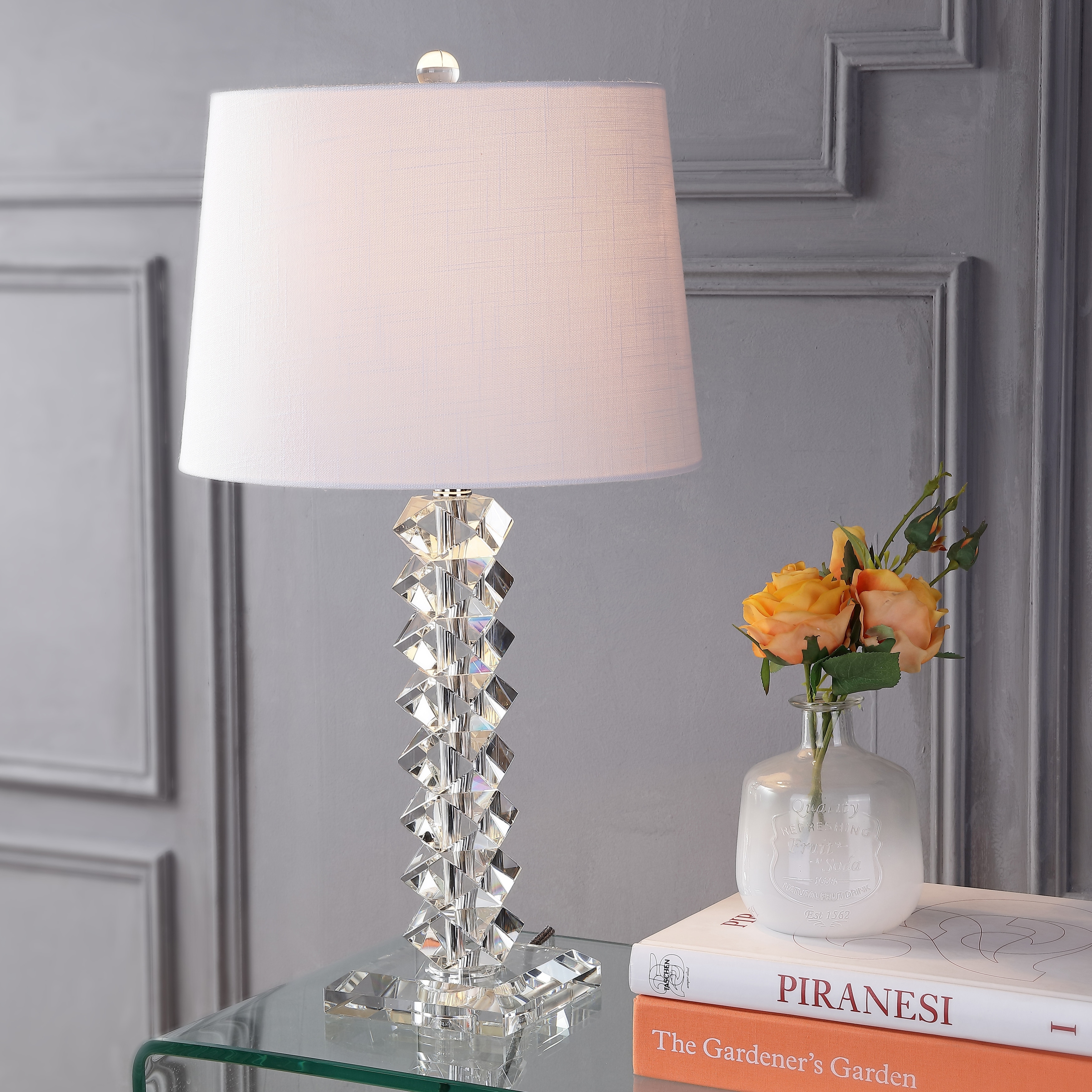 JONATHAN Y Hadley 25.5" Crystal LED Table Lamp, Clear