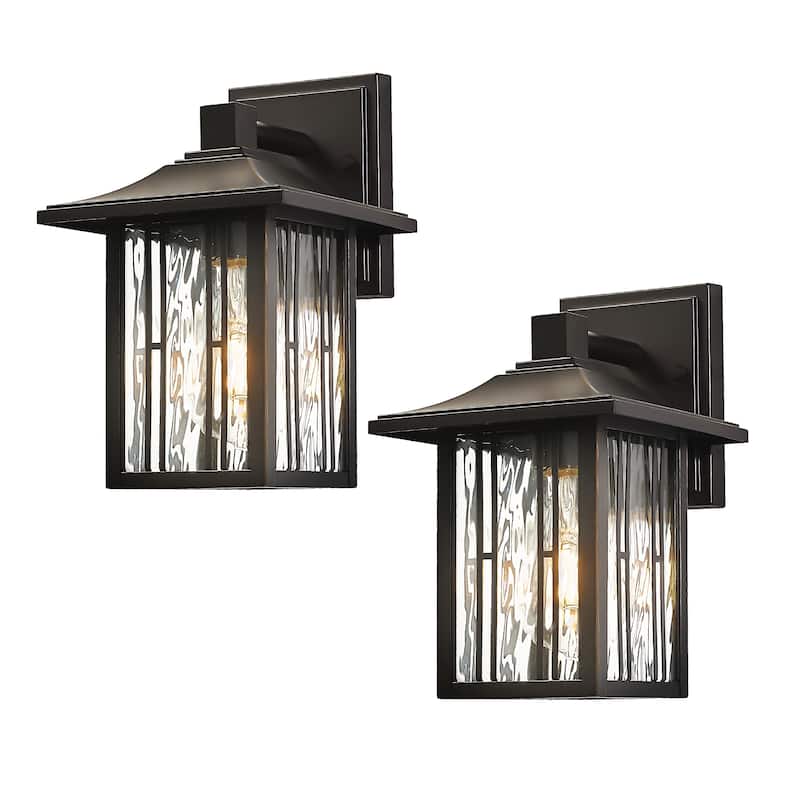 Outdoor Wall Lantern With Water Ripple Glass (Single Or Double Option) - 2 PACKS