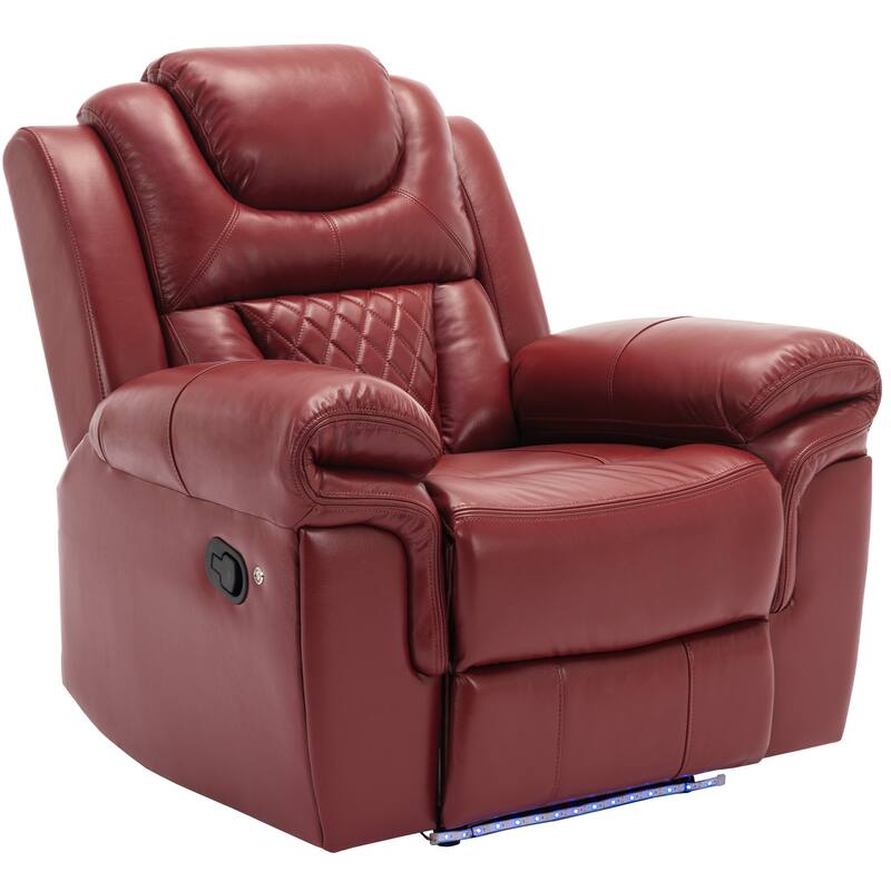 Home Theater Seating Manual Recliner Chair with LED Light Strip for Living Room,Bedroom, Black