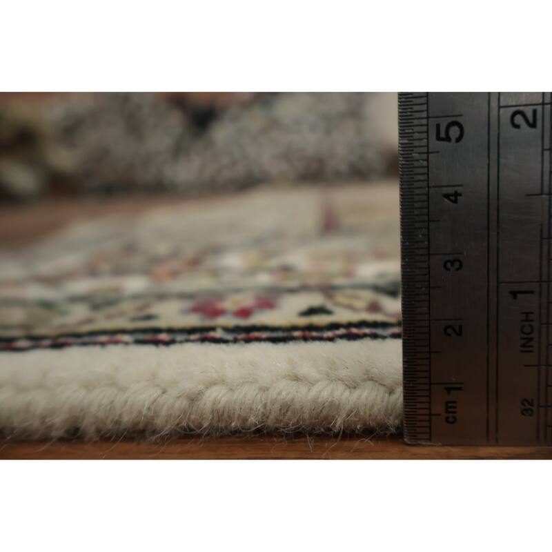 Hand Knotted Oriental 100% Wool Carpet Traditional Floral Beige & Ivories Tabriz-Mahi Area Rug - 6' 7'' X 5' 0''
