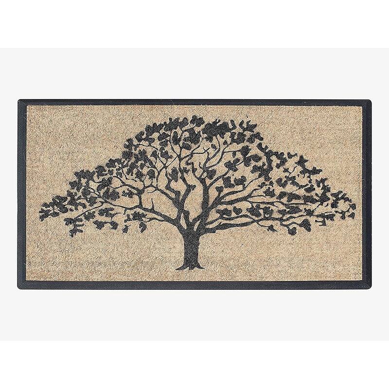 A1HC Natural Coir & Rubber Hand Flocked Large Door Mat - 30"X48" - Beige/Black