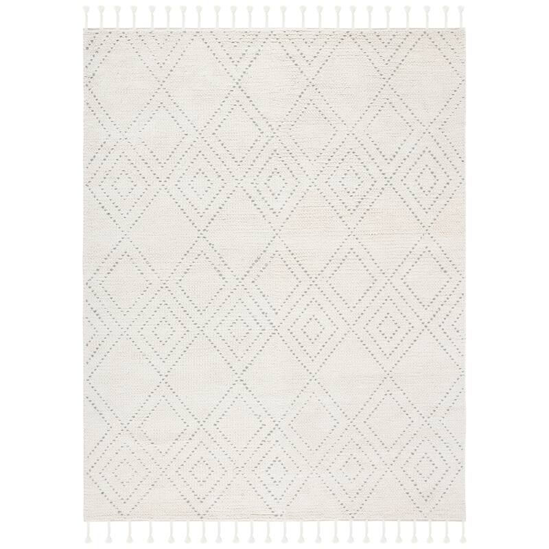 SAFAVIEH Handmade Casablanca Violante Moroccan Wool Tassel Rug - 4' x 6' - Ivory/Grey