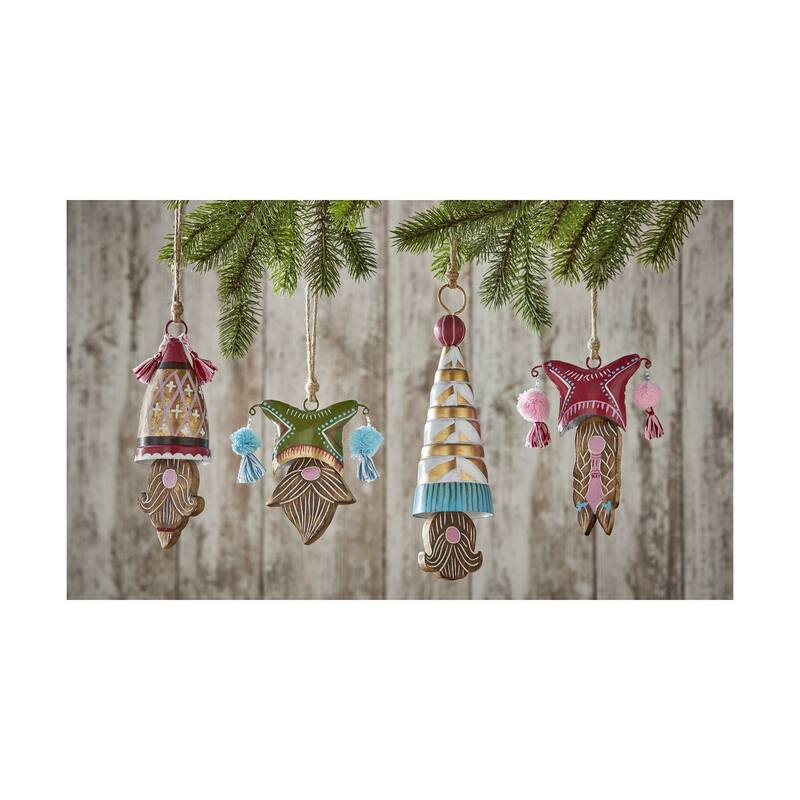 Gnomie Oskar Bell Decorative Holiday Bells Multicolor Iron 9.5 in H for Christmas Decor