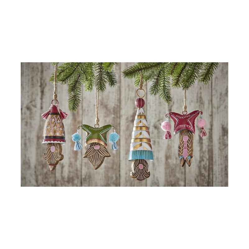 Gnomie Valter Bell Decorative Holiday Bell Multicolor Iron 6in H x 3.75in L x 3.75in W Perfect for Christmas Decor