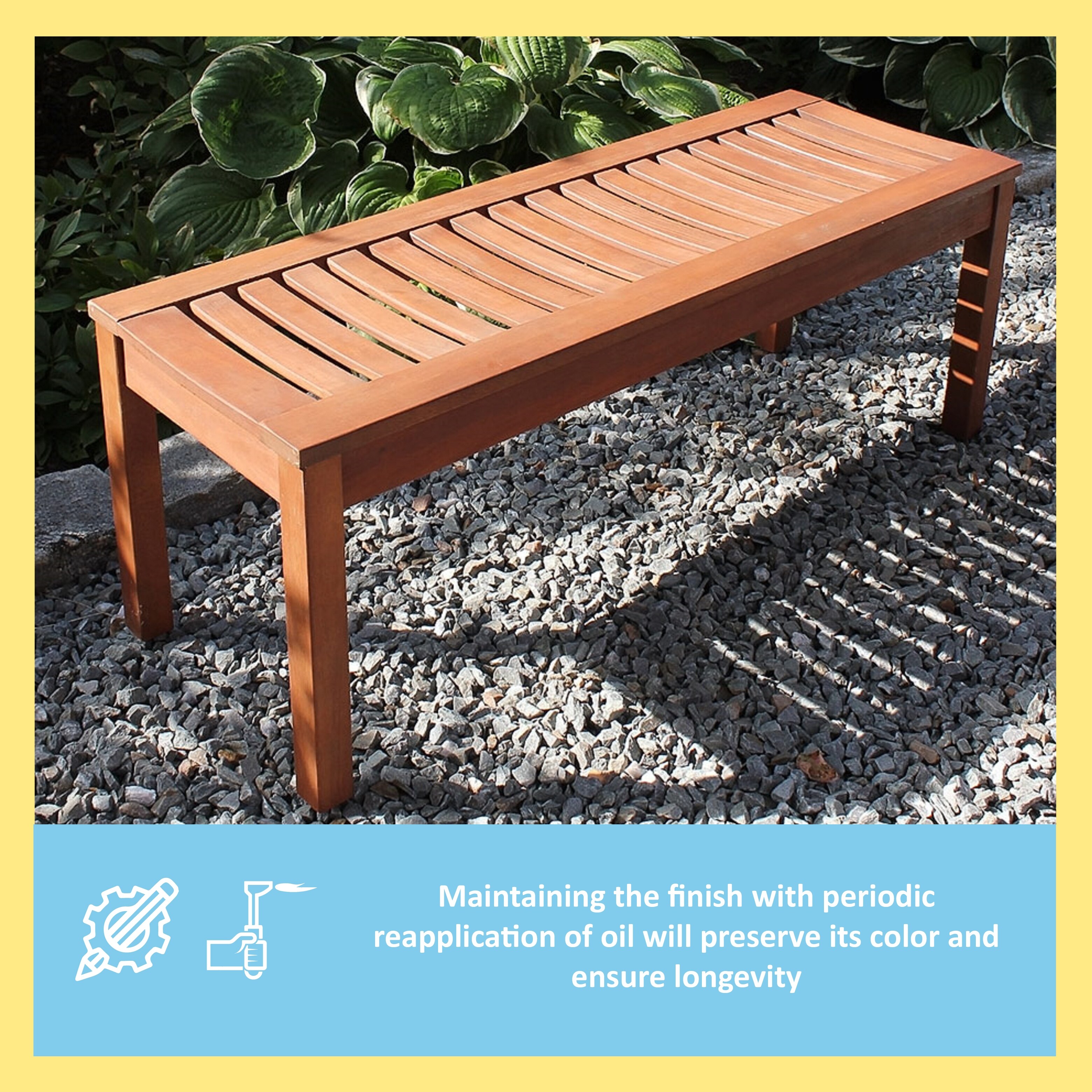 Achla Designs 4FT Natural Oil Finish Wooden Indoor Outdoor Backless Bench Home Patio Garden Deck Seating Bed Bath Beyond 35353832