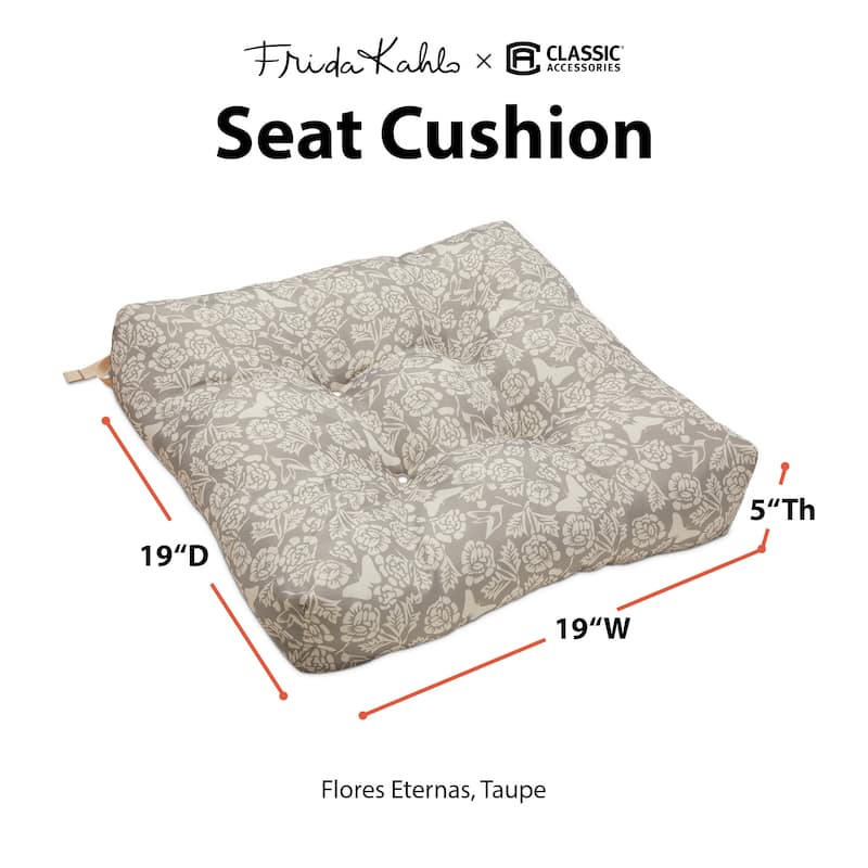 Frida Kahlo + Classic Accessories Patio Seat Cushions, 2-Pack, 19 Inch