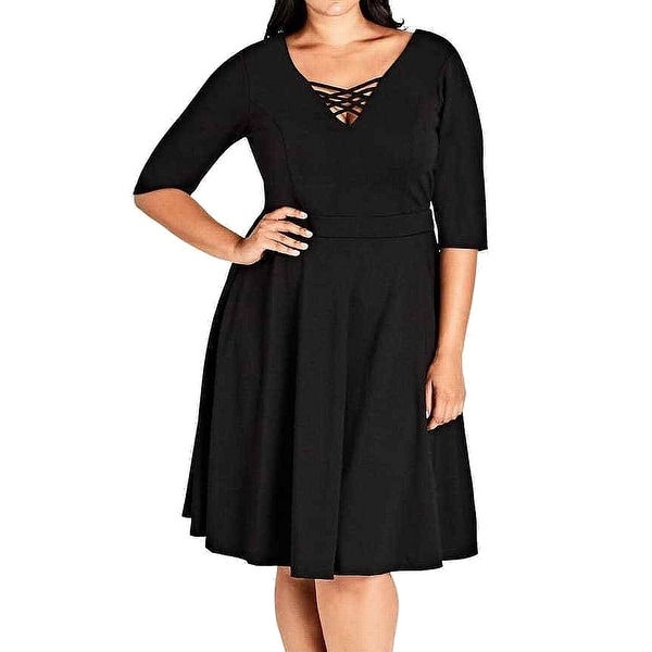 black skater dress size 18