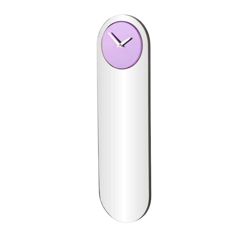 Glass Decorative Wall Clock with Blue, Purple or Pink Clock Face - Silver - Roche River Decor