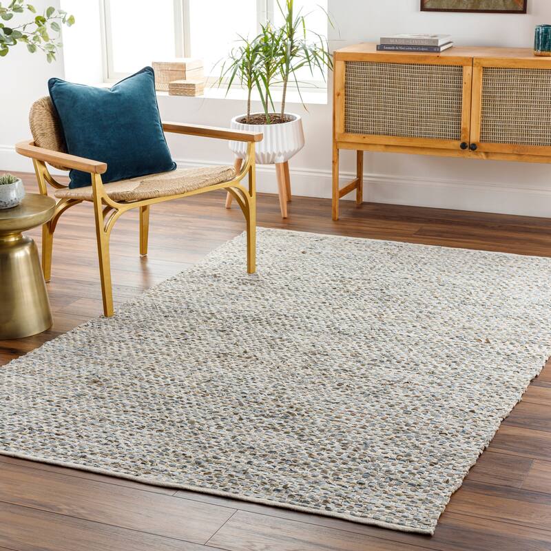 Livabliss Franklin Cotton/ Leather Area Rug