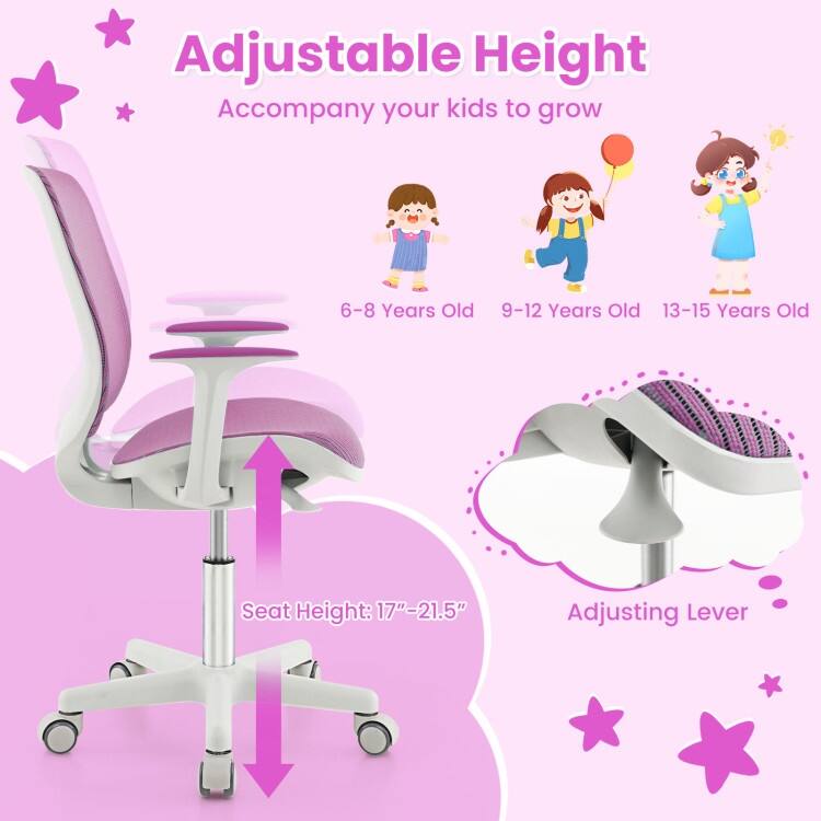 Swivel Mesh Children Computer Chair with Adjustable Height - 22.5" x 22.5" x 31.5"