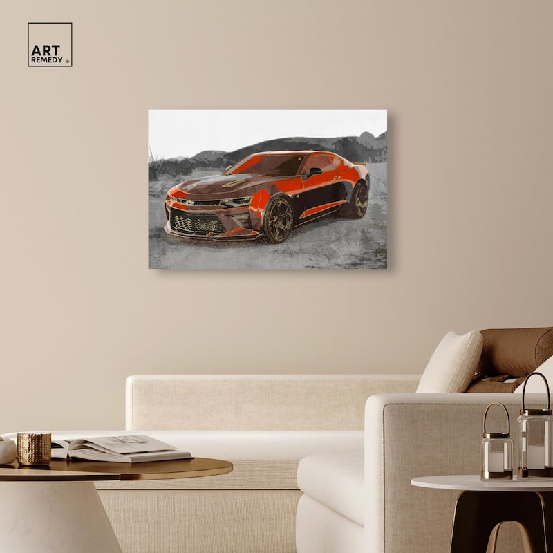 Red Sports Car Canvas by Art Remedy, Gallery Wrapped