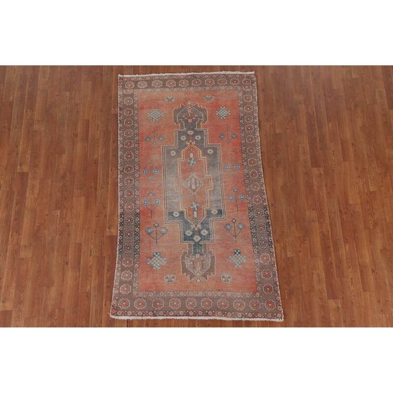 Hand Knotted Oriental 100% Wool Carpet Traditional Geometric Oranges & Rust Sirjan Area Rug - 6' 4'' X 3' 7''
