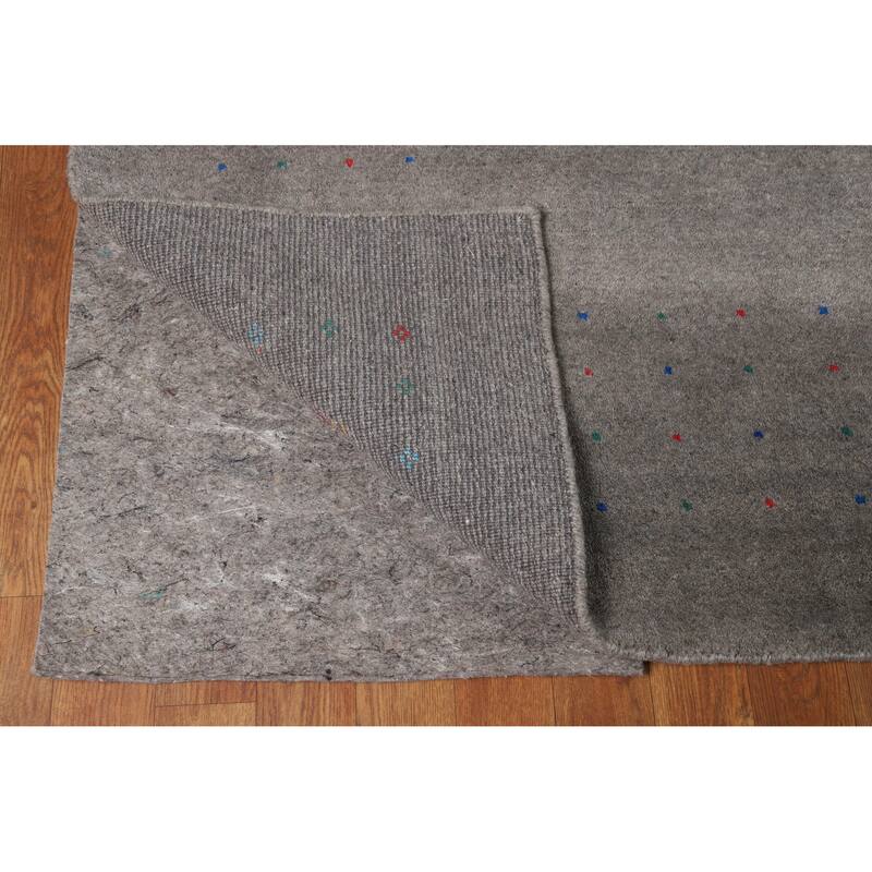 Hand Knotted Oriental 100% Wool Carpet Tribal Solid Greys & Charcoal Gabbeh Area Rug - 12' 5'' X 9' 3''