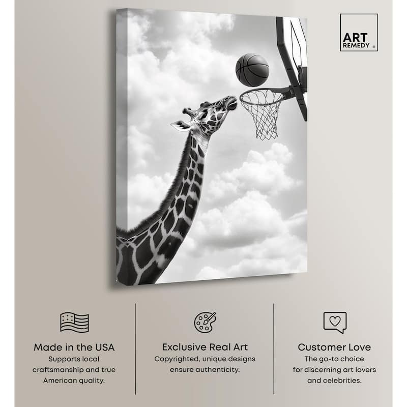 Giraffe Hoops Canvas by Art Remedy, Gallery Wrapped