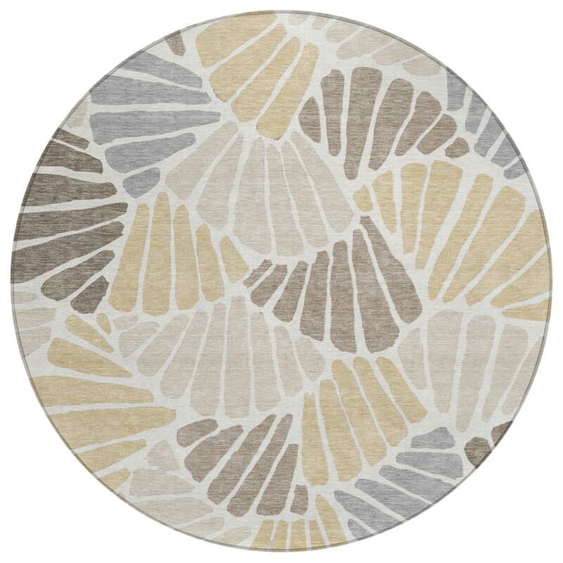 Machine Washable Indoor/ Outdoor Floral Modern Chantille Rug