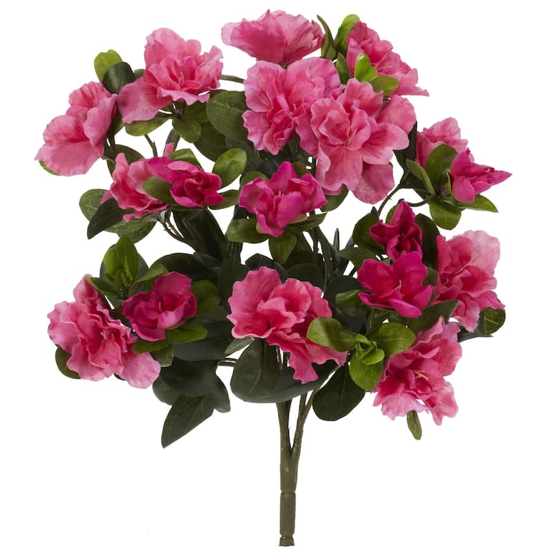 Artificial Plants Set of 4 - 20 Inch Green Foliage Bush Decor - Pink - 13